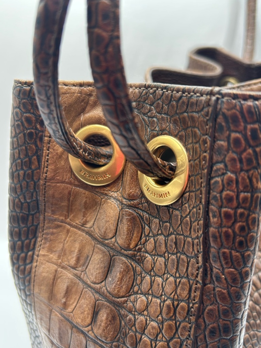 Brahmin Vintage Croc-Embossed Mojito Chocolate Harbor - Picture 4 of 17